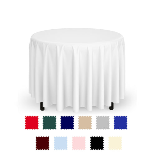 120-in Round Polyester Fabric Tablecloths